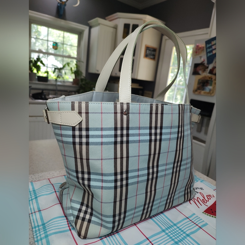 BURBERRY London blue label shoulder BAG HANDBAG NOVA CHECK EUC - Picture 6 of 16